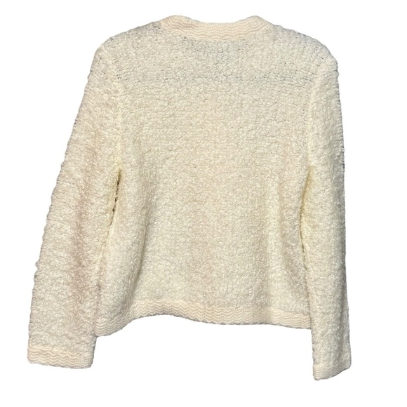 Talbots Wool Blend Ivory Plush Boucle Button Down Sweater Cardigan - Picture 7 of 11
